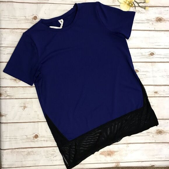 Fabletics Valencia Short-Sleeve Tee Top Blue Black Size Medium - Picture 9 of 9